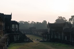 Inside Angkor Wat at sunrise, Cambodia