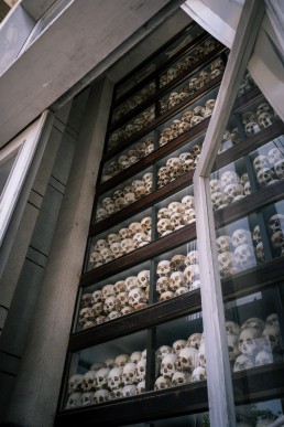 Skulls at the Choeung Ek Killing fields in Phnom Penh, Cambodia