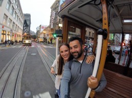 Riding the cable car San Francisco USA