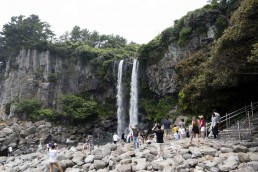Jeongbang waterfall on Jeju Island, South Korea